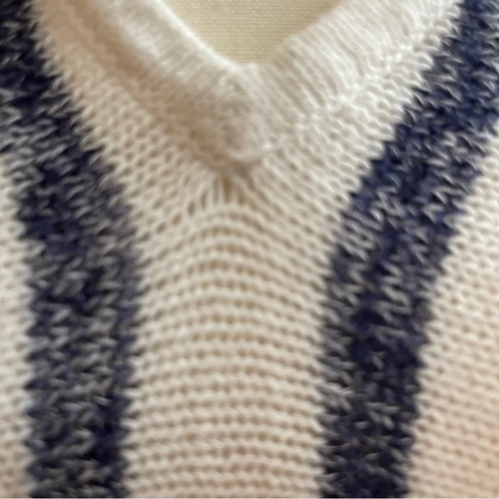 Michael Stars Baja Hoodie Sweater Wht Navy Stripe Kangaroo Pocket Beach Pullover - Picture 11 of 11